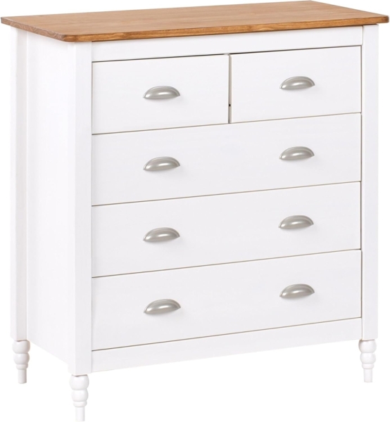 Kommode mit 5 Schubladen SHILLINGTON Kiefernholz Weiß