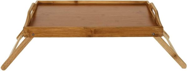 HOME DECO FACTORY, KA5054, Klapptablett aus Bambus, Elegantes und praktisches Tischservice, modernes Design, platzsparend zusammenklappbar, leicht zu reinigen, braun, 50x30 cm Bild 2