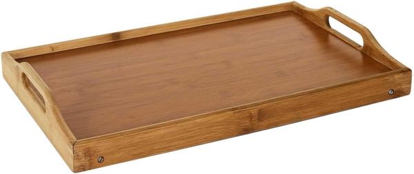 HOME DECO FACTORY, KA5054, Klapptablett aus Bambus, Elegantes und praktisches Tischservice, modernes Design, platzsparend zusammenklappbar, leicht zu reinigen, braun, 50x30 cm Bild 3