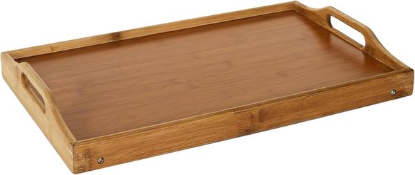 HOME DECO FACTORY, KA5054, Klapptablett aus Bambus, Elegantes und praktisches Tischservice, modernes Design, platzsparend zusammenklappbar, leicht zu reinigen, braun, 50x30 cm Bild 4