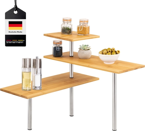 bremermann Küchenregal Bambus-Eckregal, Küchenregal, Material aus Bambusholz und Edelstahl
