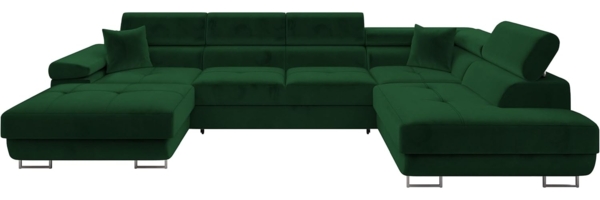 Ecksofa Torezio Bis mit Bettkasten, Schlaffunktion und Einstellbare Kopfstützen (Farbe: Manila 35, Seite: Rechts)