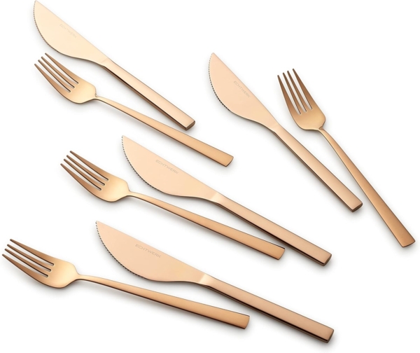 ECHTWERK Besteck-Set Pizzabesteck (8-tlg), Edelstahl, Pizzaset, Steakbesteck, Essbesteck aus Edelstahl