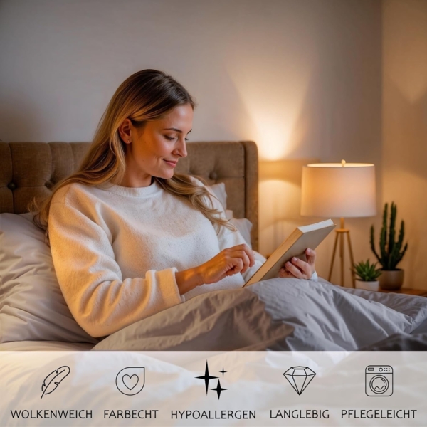 Cozyor Bettwäsche extra dick, weich, top Reissverschluss 135x200 155x200 155x220 200x200, Mikrofaser, 2 teilig, hellgrau Moonlight, Bettbezug+Kissenbezug 40x80, für Allergiker, weich Bild 8