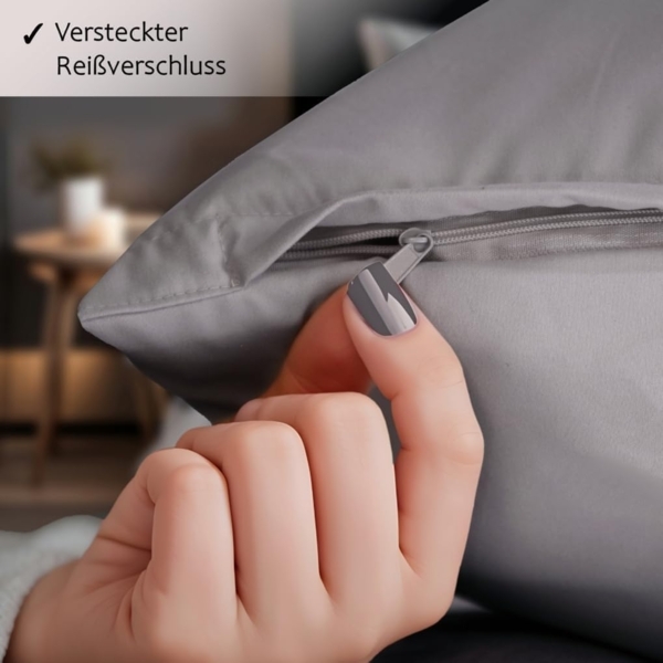 Cozyor Bettwäsche extra dick, weich, top Reissverschluss 135x200 155x200 155x220 200x200, Mikrofaser, 2 teilig, hellgrau Moonlight, Bettbezug+Kissenbezug 40x80, für Allergiker, weich Bild 4