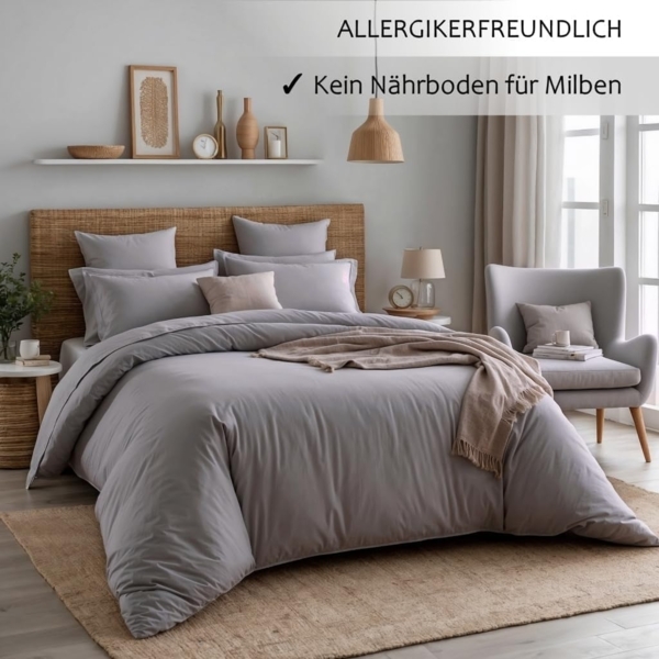 Cozyor Bettwäsche extra dick, weich, top Reissverschluss 135x200 155x200 155x220 200x200, Mikrofaser, 2 teilig, hellgrau Moonlight, Bettbezug+Kissenbezug 40x80, für Allergiker, weich Bild 7