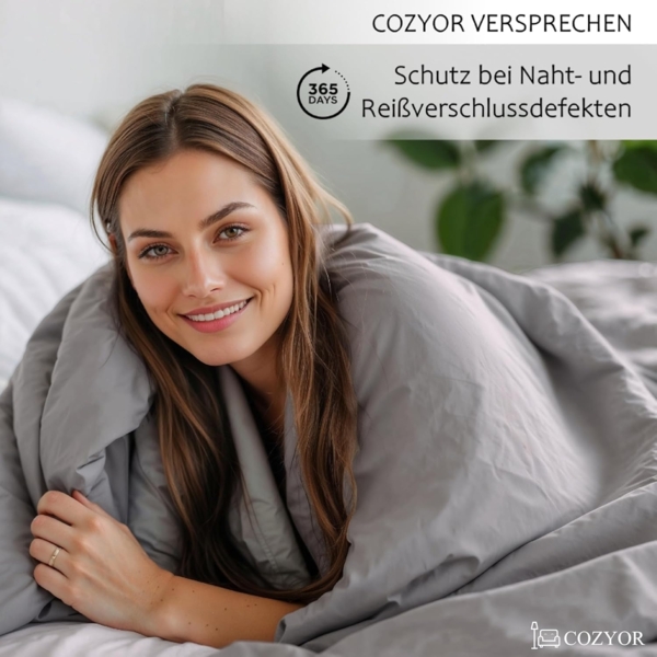 Cozyor Bettwäsche extra dick, weich, top Reissverschluss 135x200 155x200 155x220 200x200, Mikrofaser, 2 teilig, hellgrau Moonlight, Bettbezug+Kissenbezug 40x80, für Allergiker, weich Bild 2