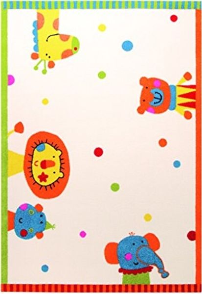 Sigikid Animal Festival Moderner Markenteppich, Polypropylen, Weiß, 150 x 80 x 1.3 cm