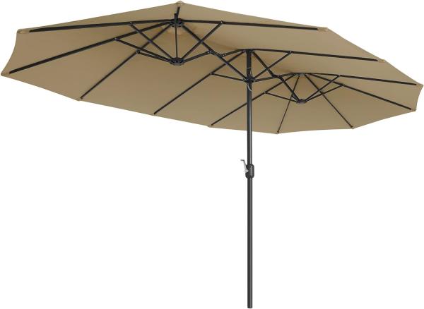 Songmics Doppelsonnenschirm UV-Schutz bis UPF 50+, taupe, 460x270 cm