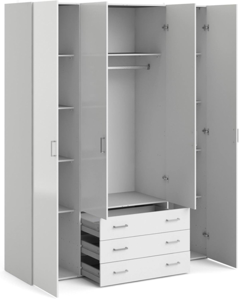 Dmora - Großer Kleiderschrank Francine, Schlafzimmermöbel, Schrank, Garderobe, 154x50 h200 cm, Glänzendes Weiß Bild 5