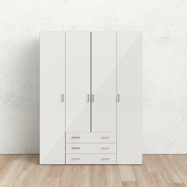 Dmora - Großer Kleiderschrank Francine, Schlafzimmermöbel, Schrank, Garderobe, 154x50 h200 cm, Glänzendes Weiß Bild 7