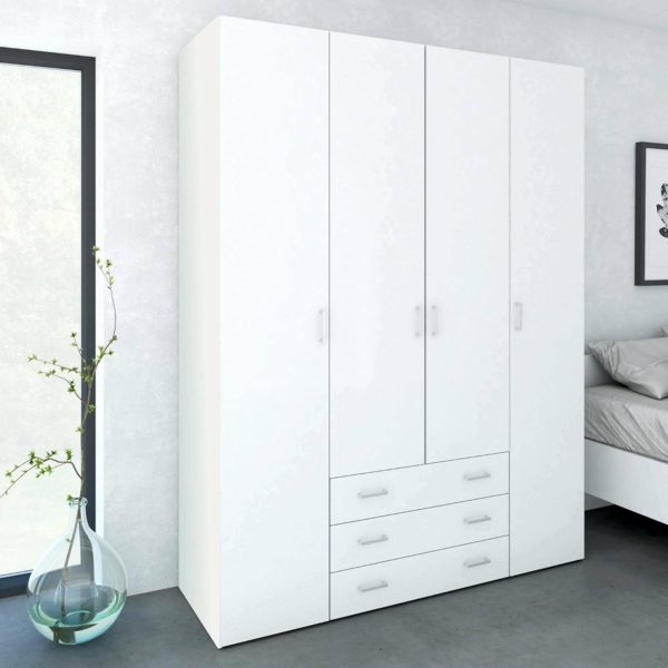 Dmora - Großer Kleiderschrank Francine, Schlafzimmermöbel, Schrank, Garderobe, 154x50 h200 cm, Glänzendes Weiß Bild 1