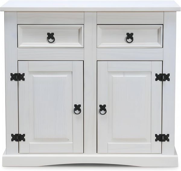 "New Mexiko" Sideboard Mexico 2 Schubladen + 2 Türen Kommode Schrank weiß
