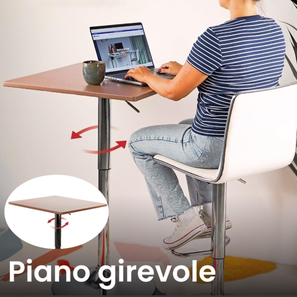 WeHome - Bartisch, hoher Couchtisch, höhenverstellbarer Couchtisch, quadratischer oder runder Tisch, Küchentisch (Brown, Quadrat) Bild 5