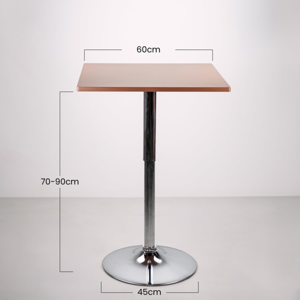 WeHome - Bartisch, hoher Couchtisch, höhenverstellbarer Couchtisch, quadratischer oder runder Tisch, Küchentisch (Brown, Quadrat) Bild 3