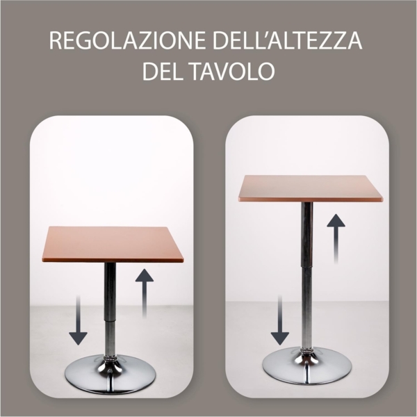 WeHome - Bartisch, hoher Couchtisch, höhenverstellbarer Couchtisch, quadratischer oder runder Tisch, Küchentisch (Brown, Quadrat) Bild 6