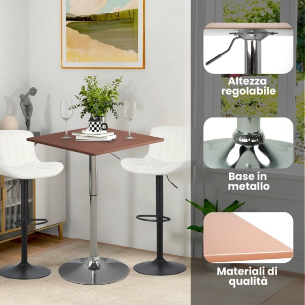 WeHome - Bartisch, hoher Couchtisch, höhenverstellbarer Couchtisch, quadratischer oder runder Tisch, Küchentisch (Brown, Quadrat) Bild 4