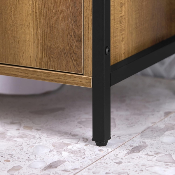 Waschbeckenunterschrank mit 2 Türen Holz Metall Braun BZR63-II-PF Bild 6