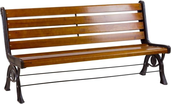 DEMA Holz Metall Gartenbank 3-Sitzer Sitz-Bank Parkbank Metallbank Balkon Gartenmöbel