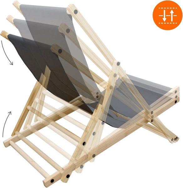 ECD Germany Gartenliege Holz Beachstuhl klappbarer Strandstuhl Strandliege Campingliege, 5 St, 5er Set Sonnenliege Anthrazit Klappliegestuhl 117x52x83cm Relaxliege Bild 6