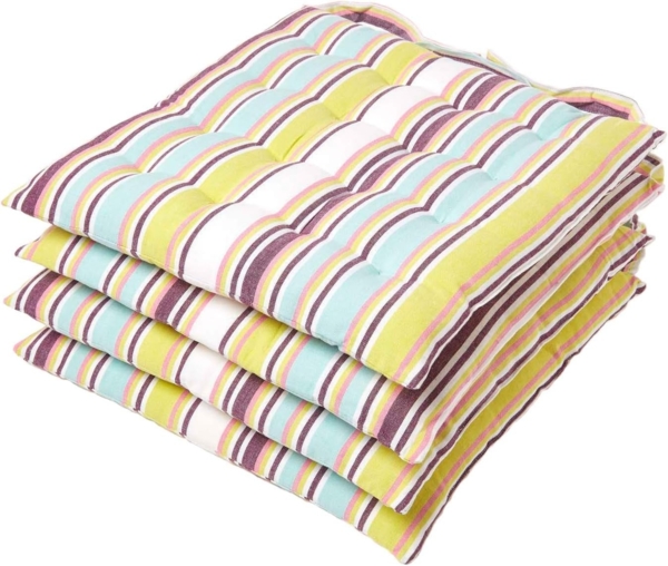 Homescapes Stuhlkissen Sitzkissen aus 100% Baumwolle, Osaka grün, 4-er Set