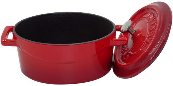 Pentole Agnelli Slowcook Kasserolle oval mit 2 Griffen, aus Gusseisen 0. 4 litri rot Bild 4