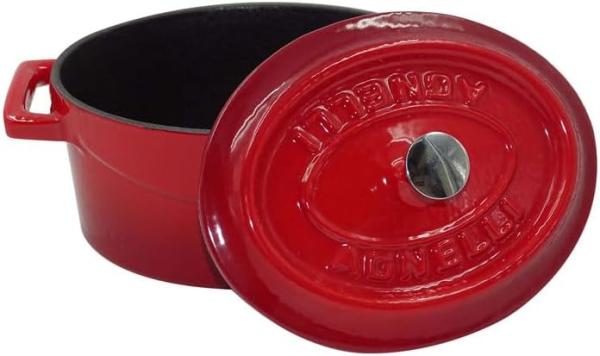Pentole Agnelli Slowcook Kasserolle oval mit 2 Griffen, aus Gusseisen 0. 4 litri rot Bild 3