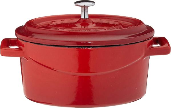 Pentole Agnelli Slowcook Kasserolle oval mit 2 Griffen, aus Gusseisen 0. 4 litri rot Bild 5