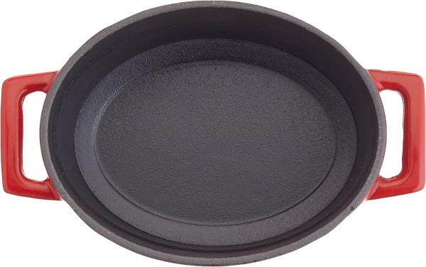 Pentole Agnelli Slowcook Kasserolle oval mit 2 Griffen, aus Gusseisen 0. 4 litri rot Bild 6