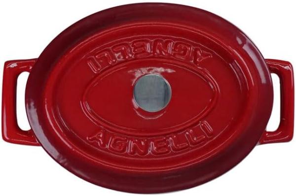 Pentole Agnelli Slowcook Kasserolle oval mit 2 Griffen, aus Gusseisen 0. 4 litri rot Bild 2