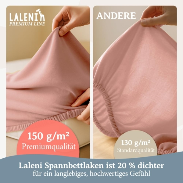 Laleni Premium Spannbettlaken Stubenwagen 40x90 cm - Oeko-Tex Zertifiziert, 100% Baumwolle, atmungsaktives Spannbetttuch Jersey Baby, 150 g/m², Rosa Bild 4
