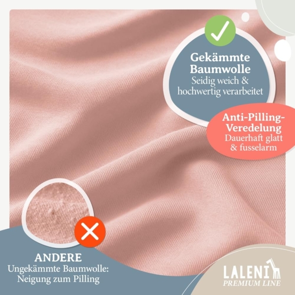 Laleni Premium Spannbettlaken Stubenwagen 40x90 cm - Oeko-Tex Zertifiziert, 100% Baumwolle, atmungsaktives Spannbetttuch Jersey Baby, 150 g/m², Rosa Bild 3