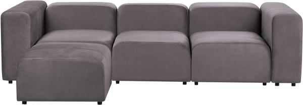 3-Sitzer Sofa Samtstoff dunkelgrau mit Ottomane FALSTERBO