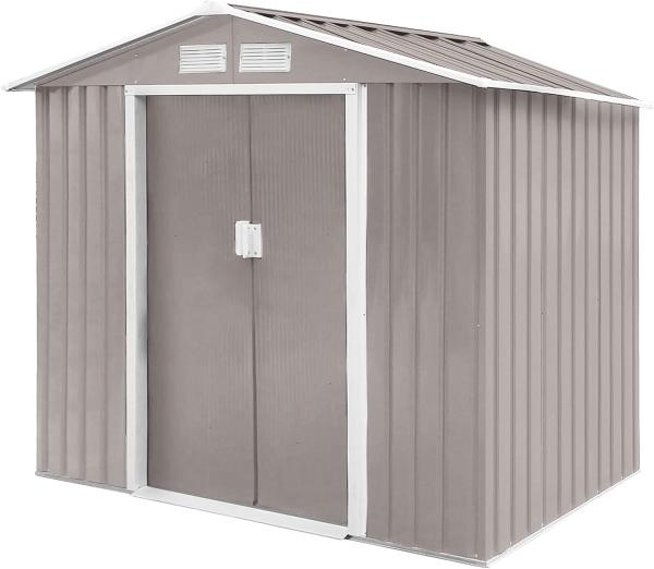 HATTORO S100 XL Metall Gartenhaus, Geräteschuppen,Hellgrau, 213 × 127 × 185 cm