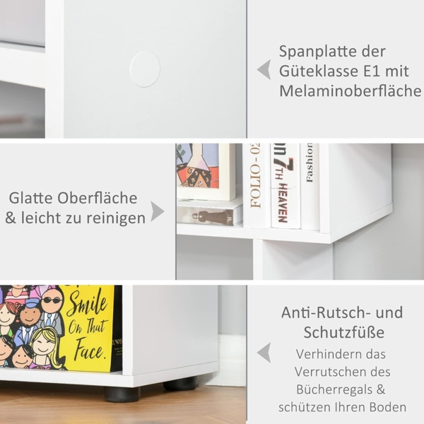 HOMCOM Bücherregal mit 8 Fächer Würfelregal Aufbewahrungsregal Wohnzimmer Schlafzimmer Büro E1 Spanplatte Weiß 70 x 24 x 178 cm Bild 5