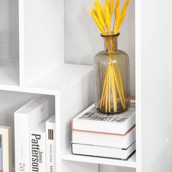 HOMCOM Bücherregal mit 8 Fächer Würfelregal Aufbewahrungsregal Wohnzimmer Schlafzimmer Büro E1 Spanplatte Weiß 70 x 24 x 178 cm Bild 8