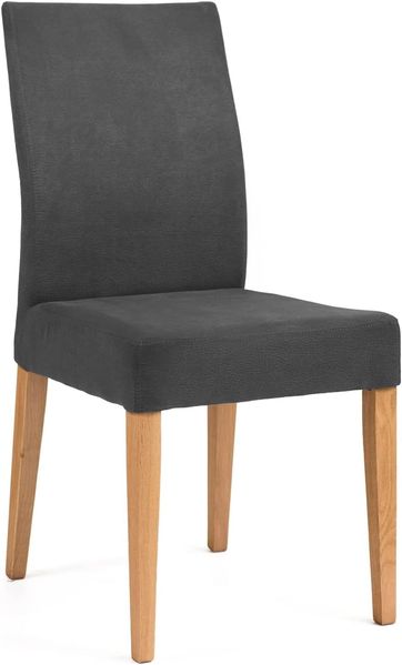 Möbel-Eins SIRION Polsterstuhl aus Eiche, Material Massivholz/Bezug Mikrofaser dunkelgrau