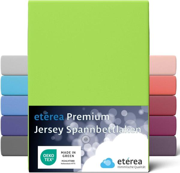 etérea Premium Jersey Spannbettlaken Apfelgrün 90x200 - 100x200 cm