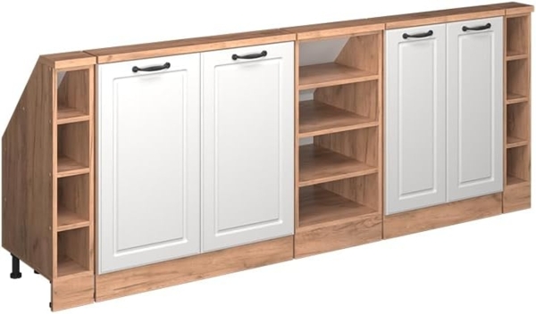 Dachschrägenschrank-Set Rion Weiß Landhaus/Goldkraft Eiche 5er Set Vicco