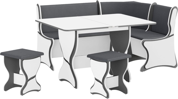 Rodnik Eckbankgruppe Argentinien, (Set, 4-tlg, ausgefallene 3D- Applikationen), Eckbankgruppe : Truhenbank, Esstisch ausklappbar, 2xHocker