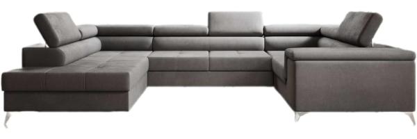 Designer Sofa Torino mit Schlaf- und Klappfunktion Samt Grau Links