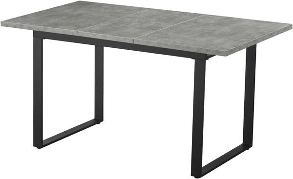B&D home Esstisch ausziehbar, Kufengetell schwarz, Esszimmermöbel Industrial, für 4-6 Personen, Küchentisch, Esszimmertisch, für Esszimmer, Küche, 120-160x80 cm, Beton Optik, 11202-US-BETO