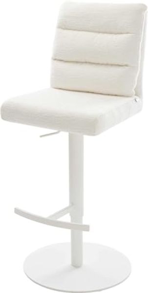 Barstuhl Pela-Flex Bouclé Soft Beige Drehfuß höhenverstellbar Metall Weiß
