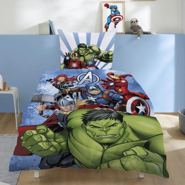 Marvel Avengers Bettwäsche für Jungen 135x200 cm 80x80 cm im Comic Stil aus 100% Baumwolle