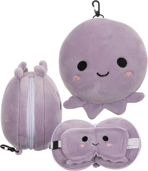 Plüsch Reisekissen für Kinder mit Augenmaske verschiedene Ausführungen 2in1 Oktopus