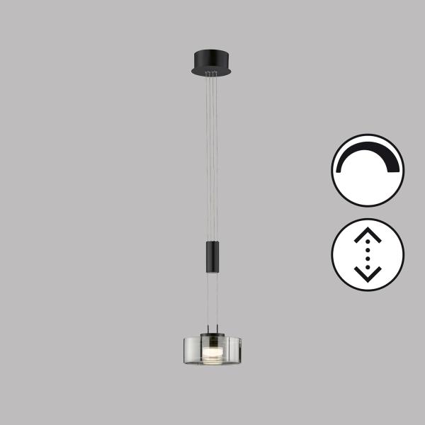 Fischer & Honsel 61094 LED Pendelleuchte Lavin 1-flammig sandschwarz Rauchglas Bild 2