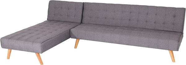 Ecksofa HWC-K38, Sofa Klappsofa, Liegefläche links/rechts, Stoff/Textil Massivholz MVG zertifiziert 256cm ~ hellgrau