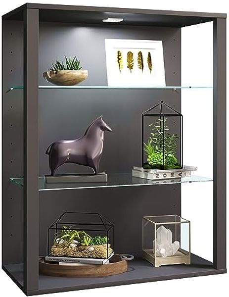 VCM Wandvitrine Glasol 919505 Anthrazit H. 90 x B. 70 x T. 35 cm