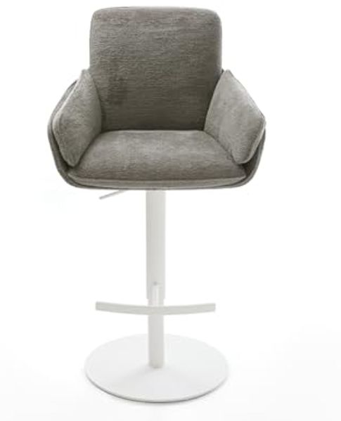 Barstuhl Luan-Flex Bouclé Soft Schlamm Drehfuß höhenverstellbar Metall Weiß Bild 3
