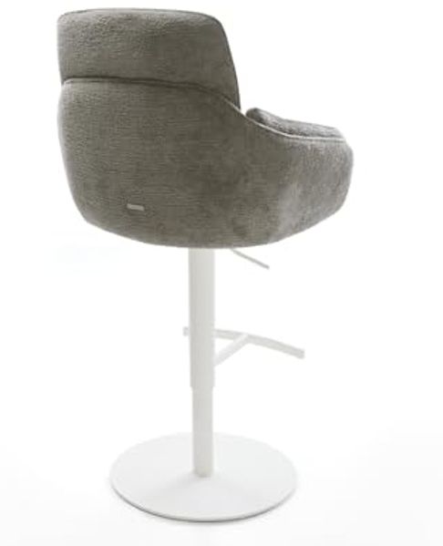 Barstuhl Luan-Flex Bouclé Soft Schlamm Drehfuß höhenverstellbar Metall Weiß Bild 6